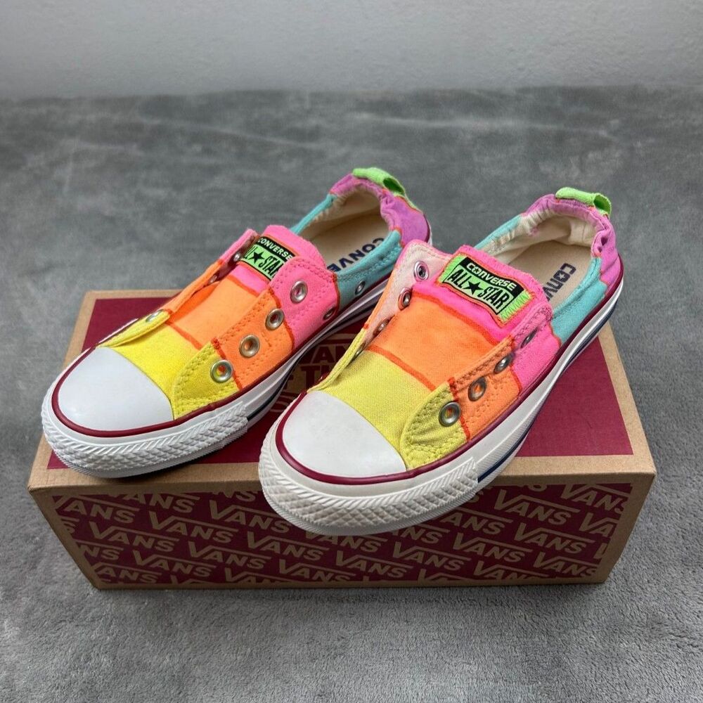 Converse All Star Shoreline Slip On Custom Hand PaintedRainbow Women Size 6 NWOB